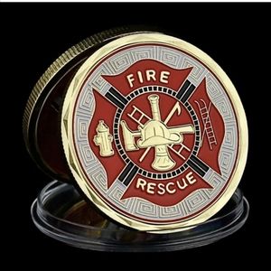 🚒🆕Firefighter Thin Red Line Fire Rescue Challenge Coin Fireman Firefighter